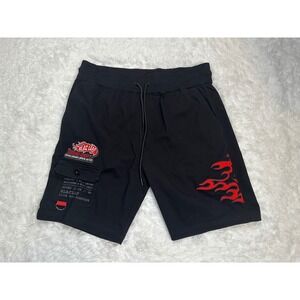 Blac Leaf Mens Black Flame Graphic Cargo Pocket Drawstring Shorts size Large‎